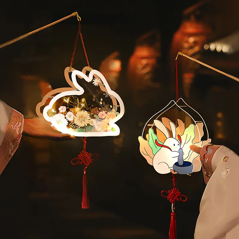 Oświetlenie przenośna lampka kreskówka zwierząt latarnia prezent dla dzieci DIY rzemiosło chiński styl latarnia Mid-Autumn Festival dekoracje Ornament