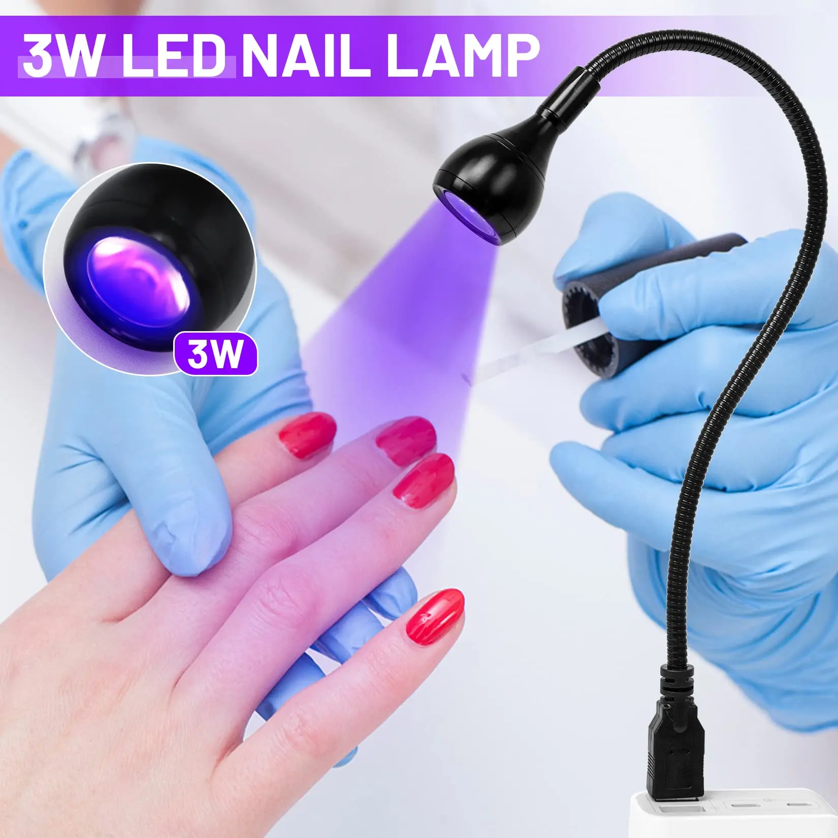 IGrowsla-Mini lampe à ongles USB pliable, sèche-ongles avec LED UV, lampe à polymériser pour vernis gel, séchage rapide et efficace, N64, 395nm