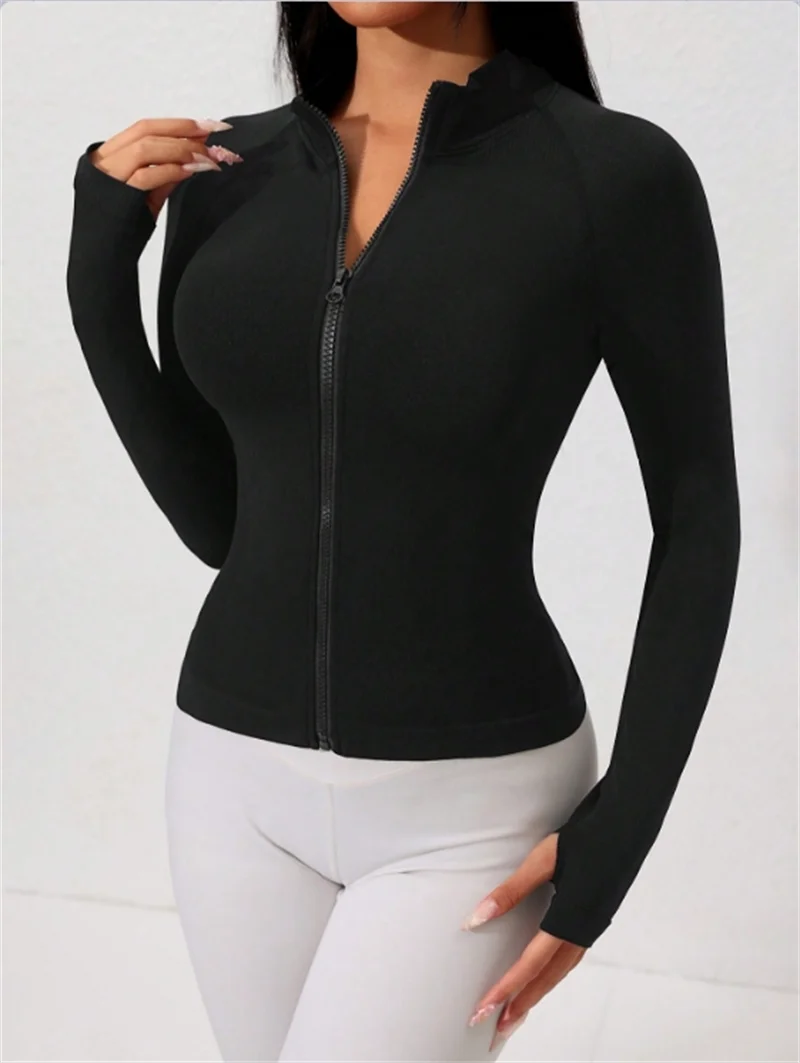 Sports Coats Woman Zipper Hoodie Stretch Yoga Jackets Long Sleeve Hollow Mesh Breathable Training Fitness Shirts