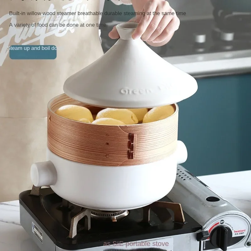 

Japanese Ceramic Steamer Pot Household Casserole Dumpling Steamer Soup Pot High Temperature Resistant For Stew