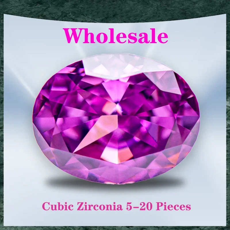 

Cubic Zirconia Wholesale No Certificate Crushed Ice Cut Oval Shape Rose Red Color Charms Beads for Top Jewelry Making Materials