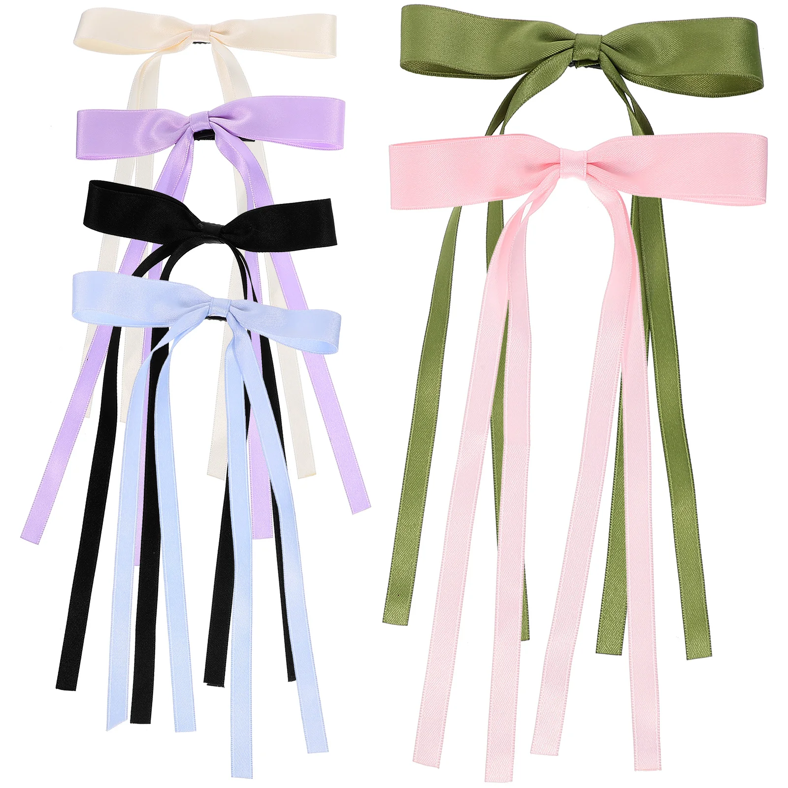 

6pcs Hair Ribbon Bow Hair Bow Clips Pure Color Duckbill Easy Styling Versatile Matching Long Lasting Metal Cloth