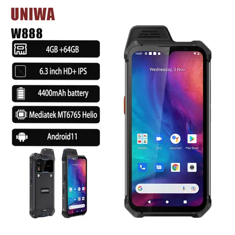 UNIWA W888 ATEX Explosion Proof Rugged Phone 6.3'' 4GB+64GB 5000mAh IP68 Waterproof Dustproof Shockproof PTT Walkie Talkie NFC