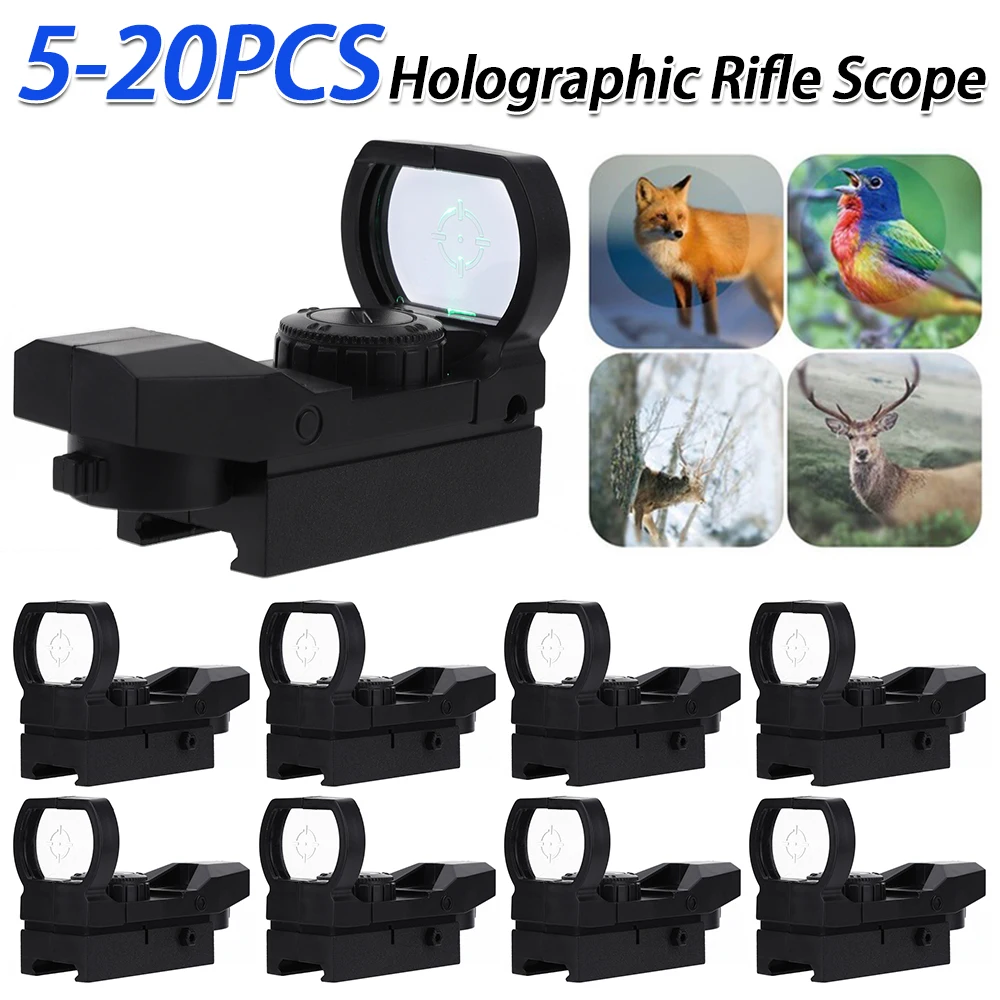 5-20PCS Holographic Rifle Scope Green Dot Sight Scope Reflex Optics Sight Compact Sights for 20mm Rail Mount Rifles