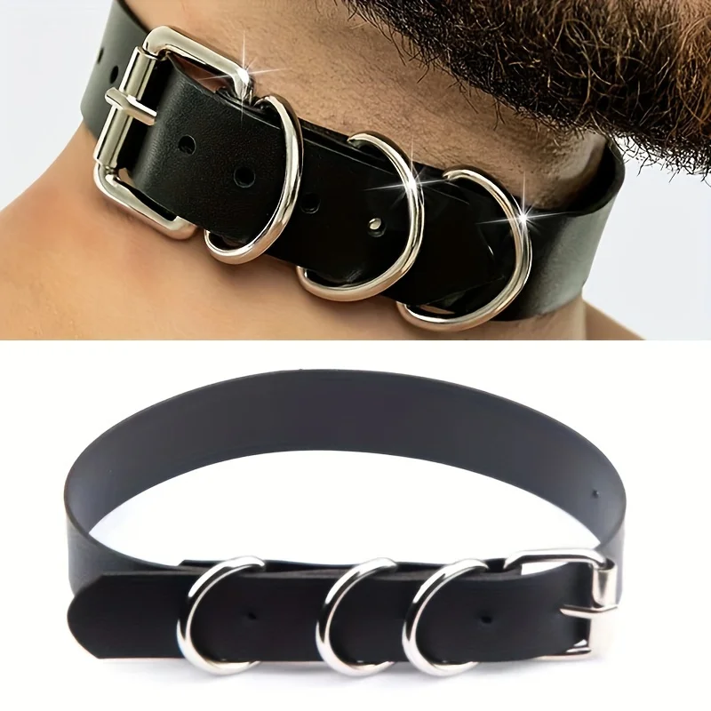 Punk Gothic Style PU Leather Faux Jewelry Collar Bracelet Bangle Bracelet,Male Female Lover Necklace Holiday Party Costume