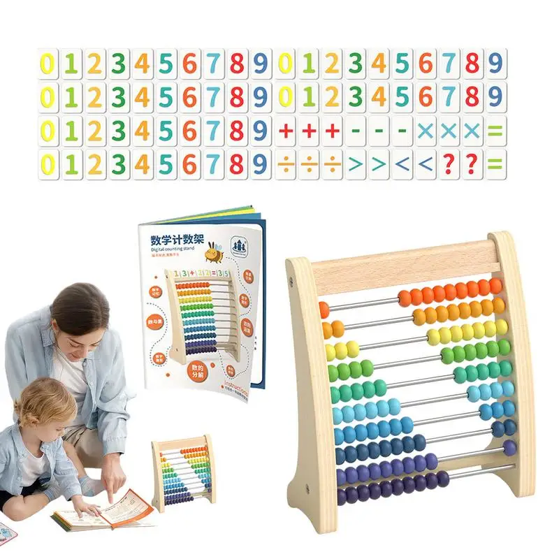 

Toddlers Mathematics Toy Beads Game Kids 10 Row Wooden Counting Frame Abacus