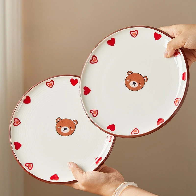 

Cute Ceramic Plate High Temperature Underglaze Color Creative Dessert Dish Home Tableware