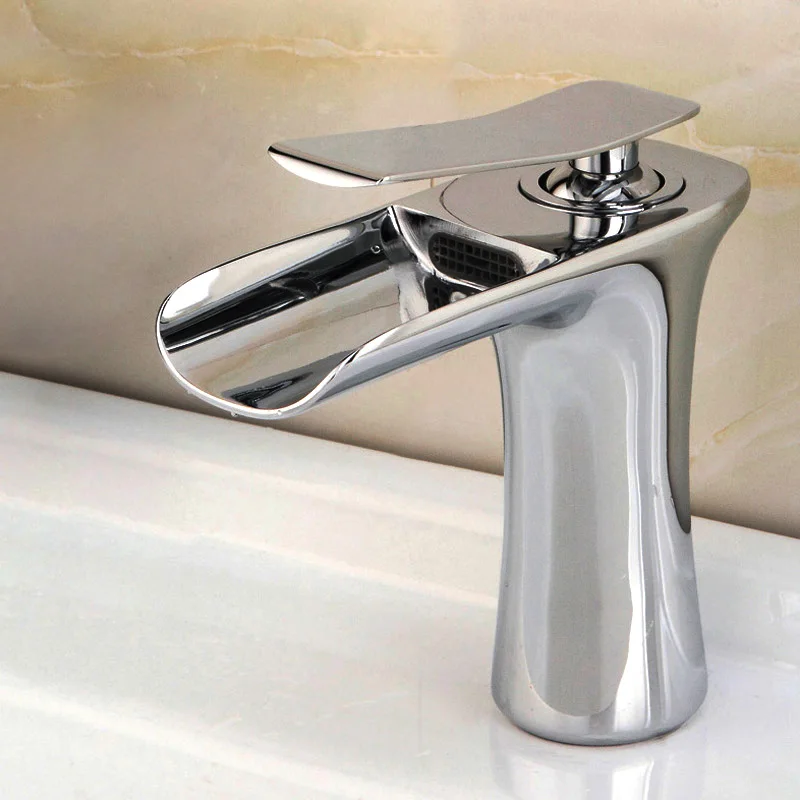 BAKALA Waterfall Sink Faucet Chrome Single Handle Single Hole Mixer Bathroom Taps Widespread Basin Faucets LT-511A