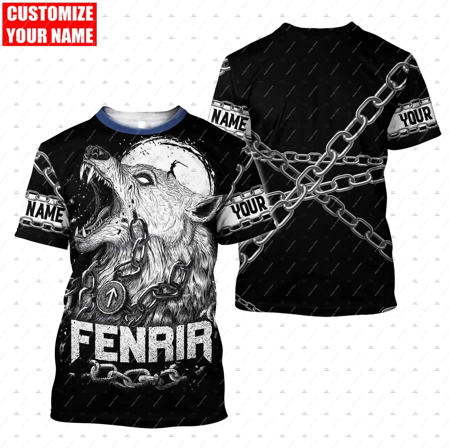 NewFashion Valhalla God Odin Warrior Wolf Fenrir Tattoo Vintage Tee 3DPrint Summer Harajuku Casual Funny Short Sleeve T-Shirts E