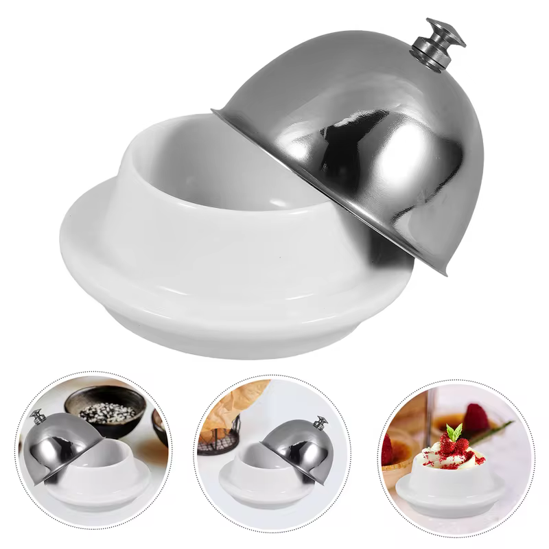 Plat à beurre en acier inoxydable et céramique