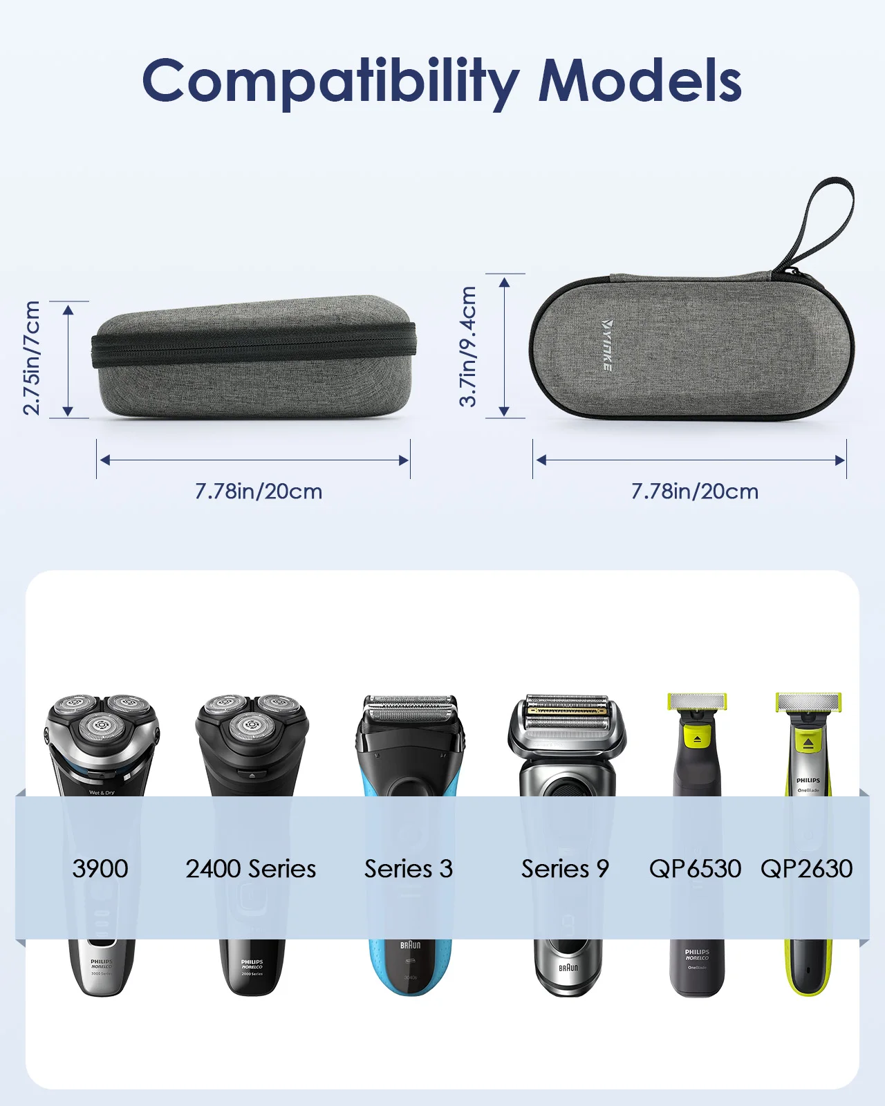 Hard EVA Electric Shaver Case for Philips, Braun,Travel Razor Case Shockproof Waterproof with Mesh Pocket,Portable Organizer Bag