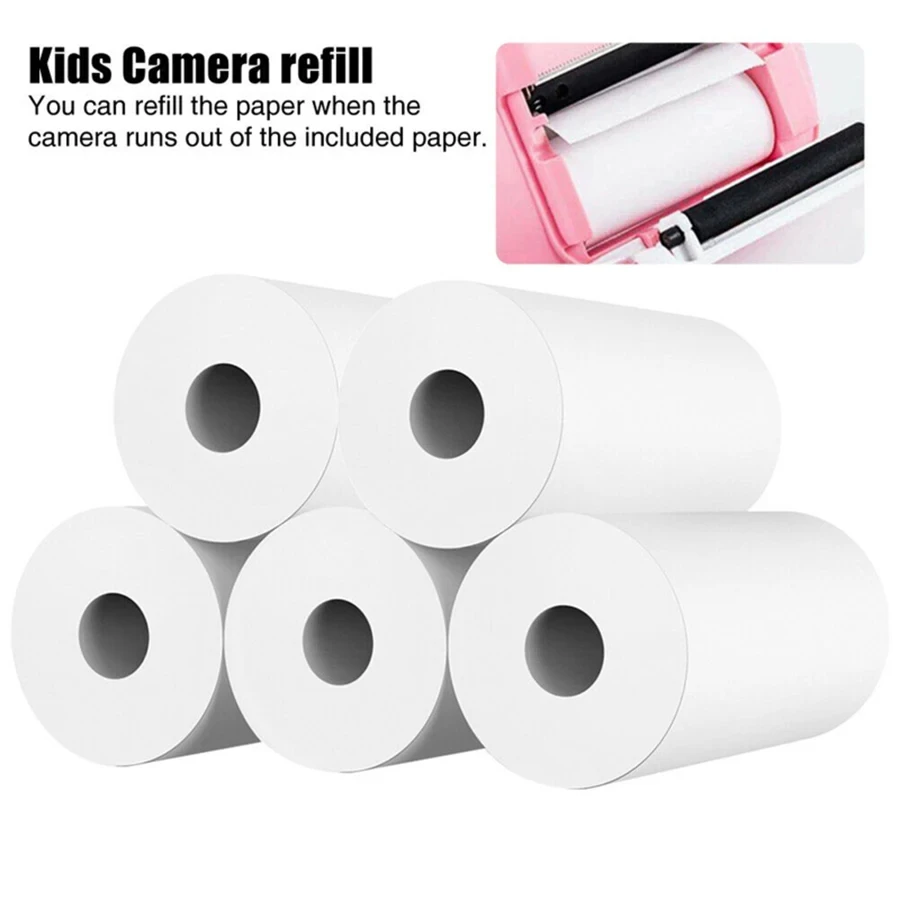 10Rolls 57x25 MM Thermal Paper White Children Camera Instant Print Kids Camera Printing Paper Replacement Accessories Parts