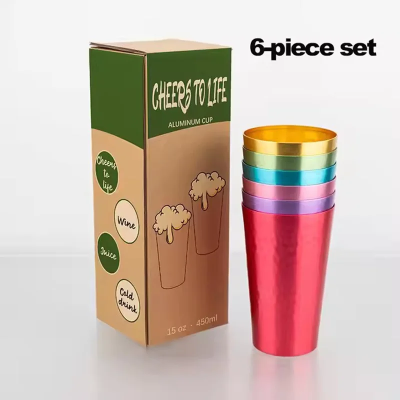 

Набор из 6 алюминиевых охлаждающих стаканов для холодных напитков, соков, газировки, кофе со льдом, многоразовые, легкие, в форме банки