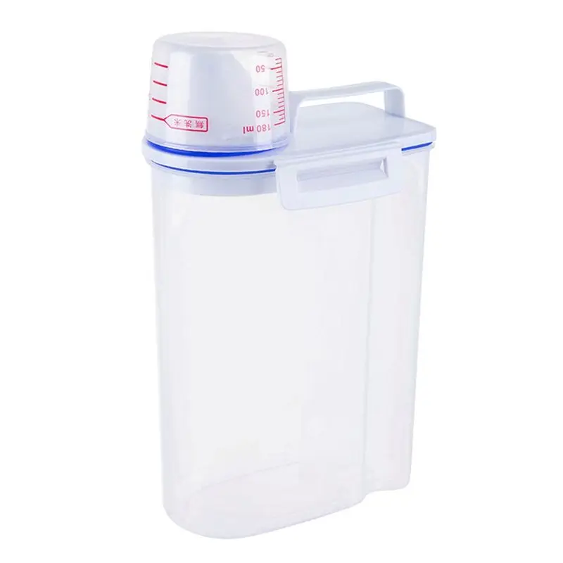 AA94-Rice Airtight Storage Container Cereal Dry Food Flour Bin Laundry Powder Detergent Case With Pour Mouth White