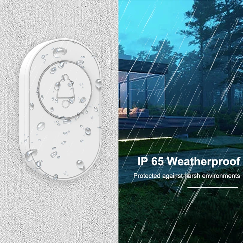 Timbre inalámbrico impermeable IP65, timbre de puerta inteligente para el hogar, Kit de 39 tonos de llamada, Visión de 150M, anillo fluorescente, alarma de seguridad