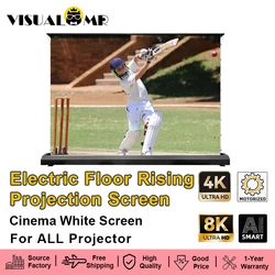 2025 Electric Floor Rising Cinema White Projection Screen Tab-Tensioned 150inch Newly Upgraded Motorized 4K/8K For All Projector