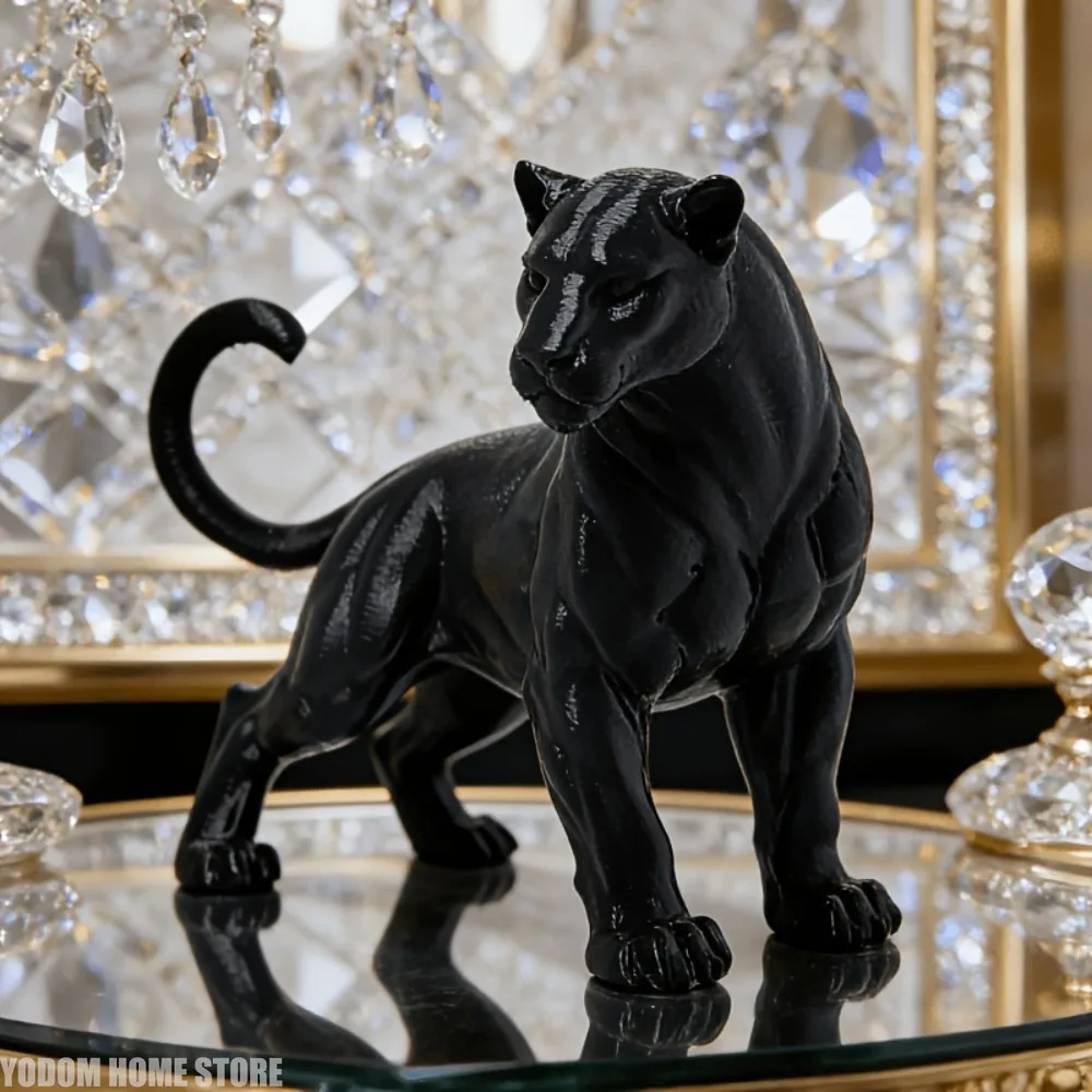 1Pc Mini Jaguar Sculpture, Creative 3D Printed Animal Ornament, Office Table Decoration, Distinctive Festival Present