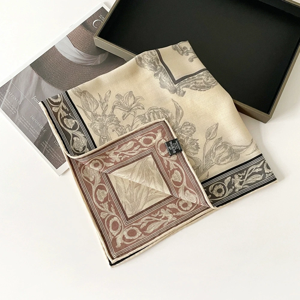 قسط إيما البرتقال وشاح حريري المرأة اليدوية وشاح حريري الرقمية مزدوجة الوجهين طباعة ألوان مختلفة H أماه مربع وشاح مخصص