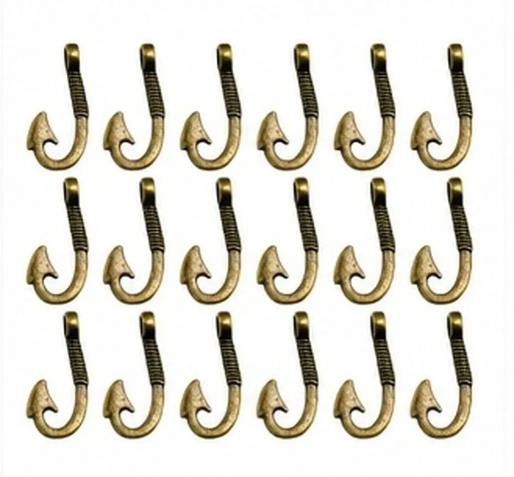 50Pcs Bronze Fishhook Pendant Vintage Alloy DIY Necklace Bracelet Jewelry Making Charms for Keychain Scrapbooking