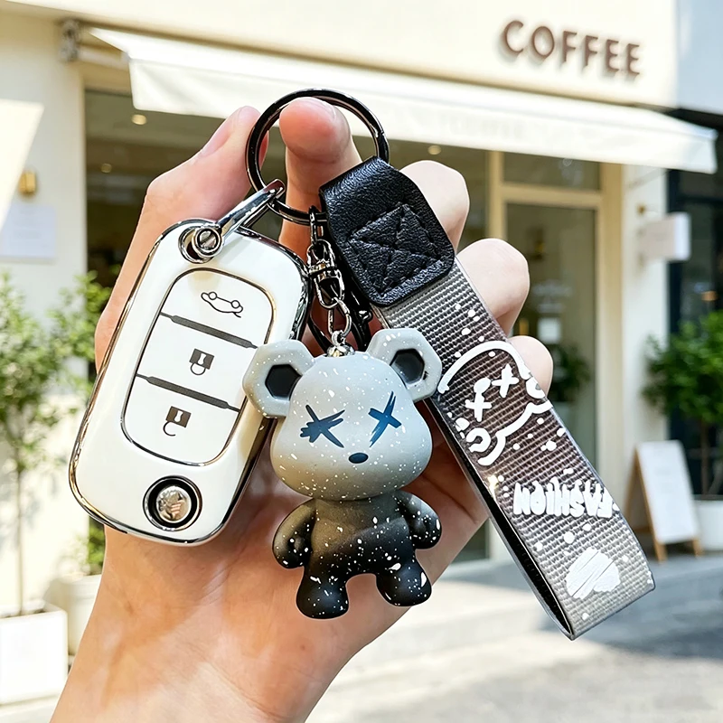 3 Buttons Filp Folding TPU Car Remote Key Case Shell for Renault Master Fluence Clio Megane Kangoo Modus Protector Auto Keychain