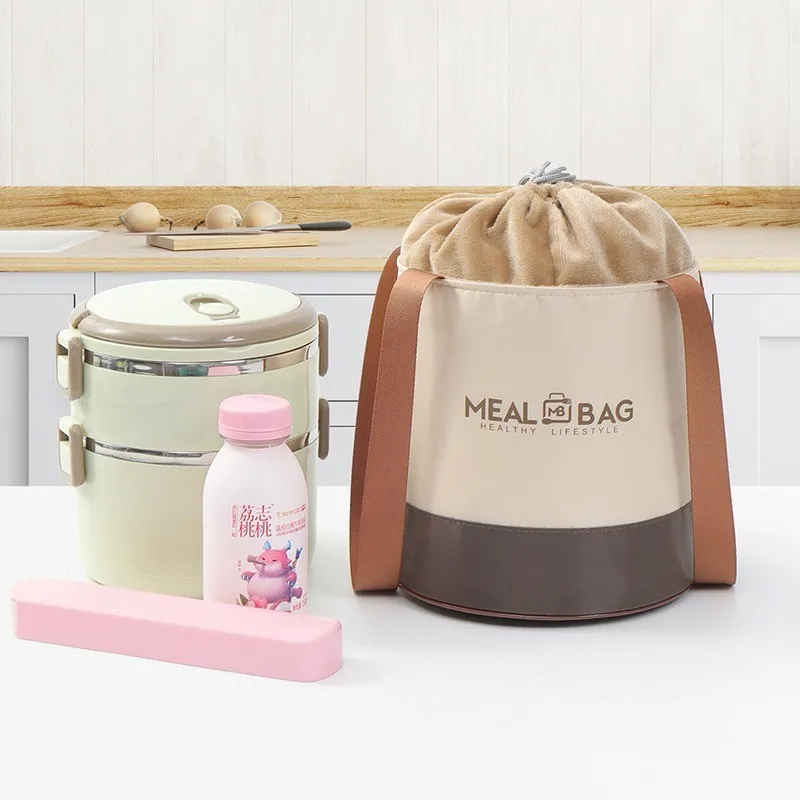 Student Lunch Box Bag Lunch Insulated Pouch Carrier Commuter Breakfast Water Bottle Sleeve Aluminum Foil Thickened Insulation