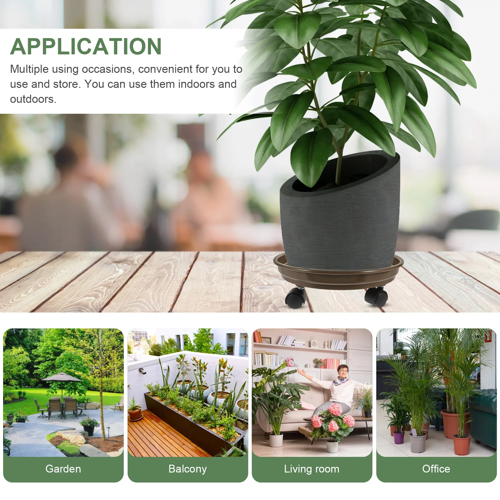 

Wheeled Planter Tray Flowerpot Stand Reusable PP Long Water Soil Clean Gardening Base Plant Pots Trays