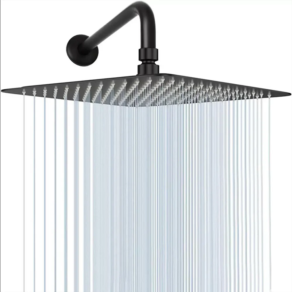 

High Pressure Waterfall Stainless Steel Shower Head High Flow 8" 10" 12" Square Pressure Boosting Design Spa Bathroom Showerhead