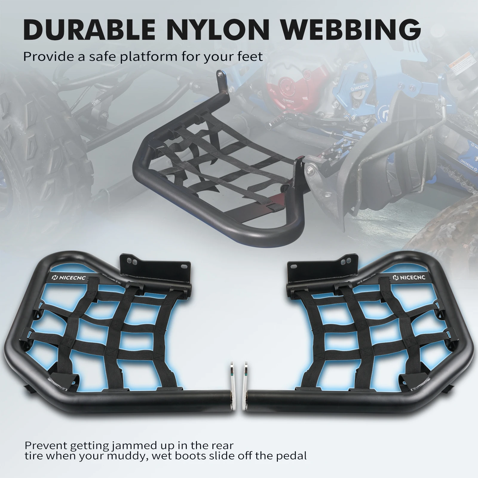 1Pair NICECNC Nerf Bars Footwell Protector For Yamaha Raptor 700R 1-3/8