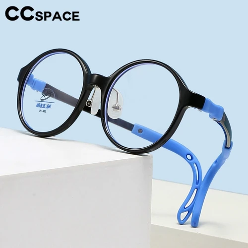 Imagen 2 del producto Montura de gafas redondas antiluz azul para niños, ultraligeras, TR90, transparentes, personalizadas, graduadas, #301801