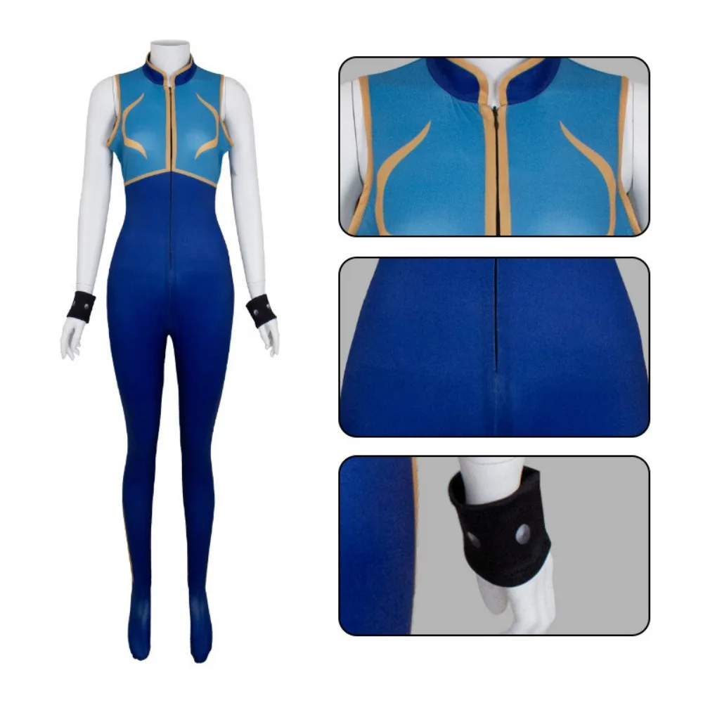 

Chun-Li Cos Costume Halloween Tight-fitting One-piece Dress Chun-Li Cheongsam Stage Performance Game Costume