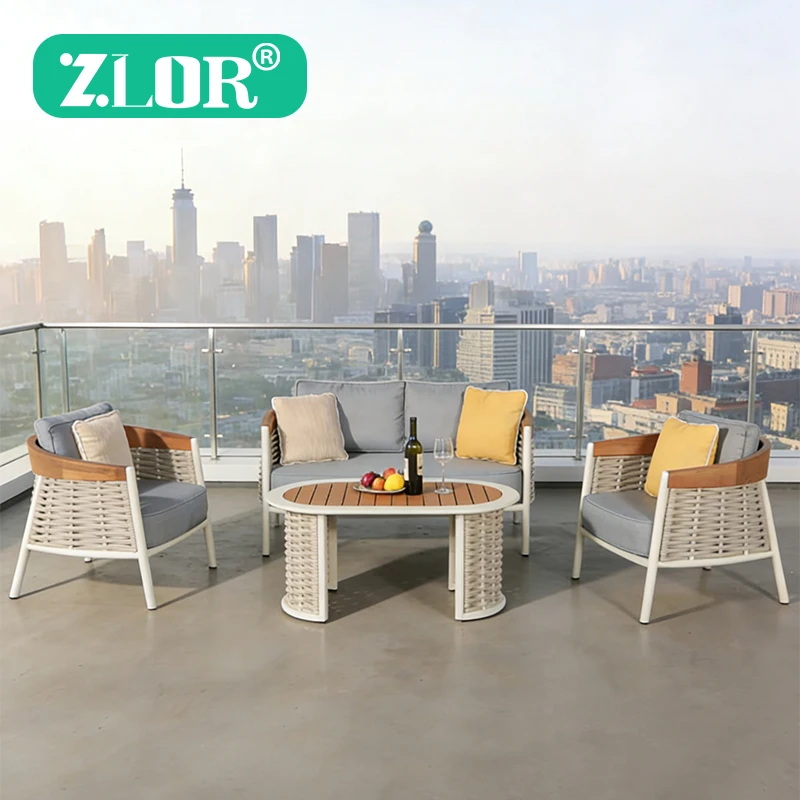 

Luxury Modern Aluminum Outdoor Sofa Set for Garden & Patio-Waterproof Rust-Proof Durable with High-Density Foam Cushions