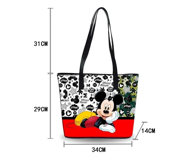 Disney New Mickey Minnie Shoulder Bag Cartoon Lady Handbag Large Capacity Bag Girl Travel Beach Bag Waterproof Fashion Handbag