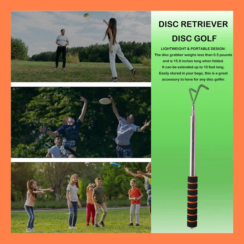 Disc Golf Retriever Telescoping Disc Golf Grabber Durable Stainless Steel Disc Golf Retrieving Device Retrieve Discs