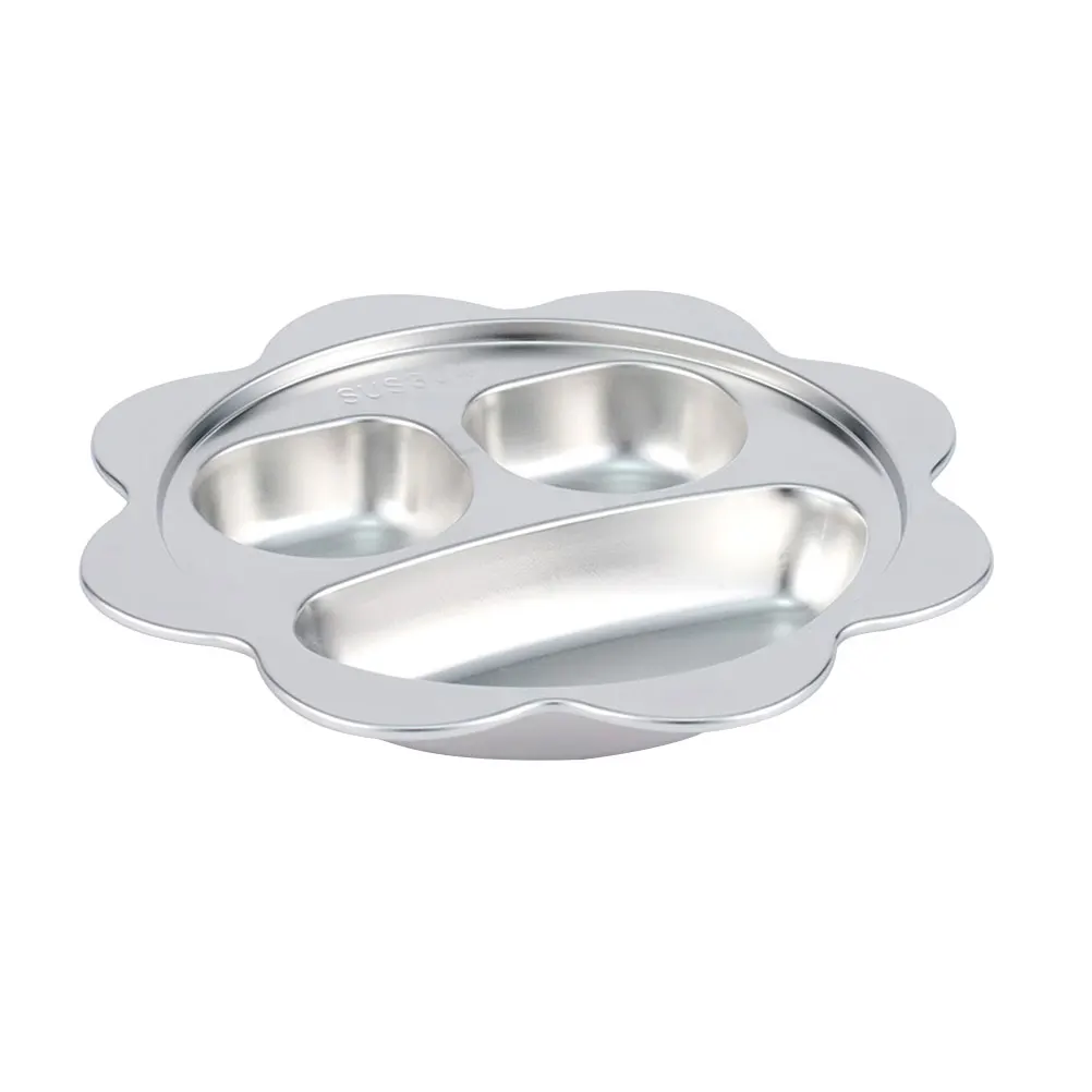 

Stainless Steel Children Food Plate Divided Kids Meal Prep 304 Material Tableware Set Sectioned Snack Storage