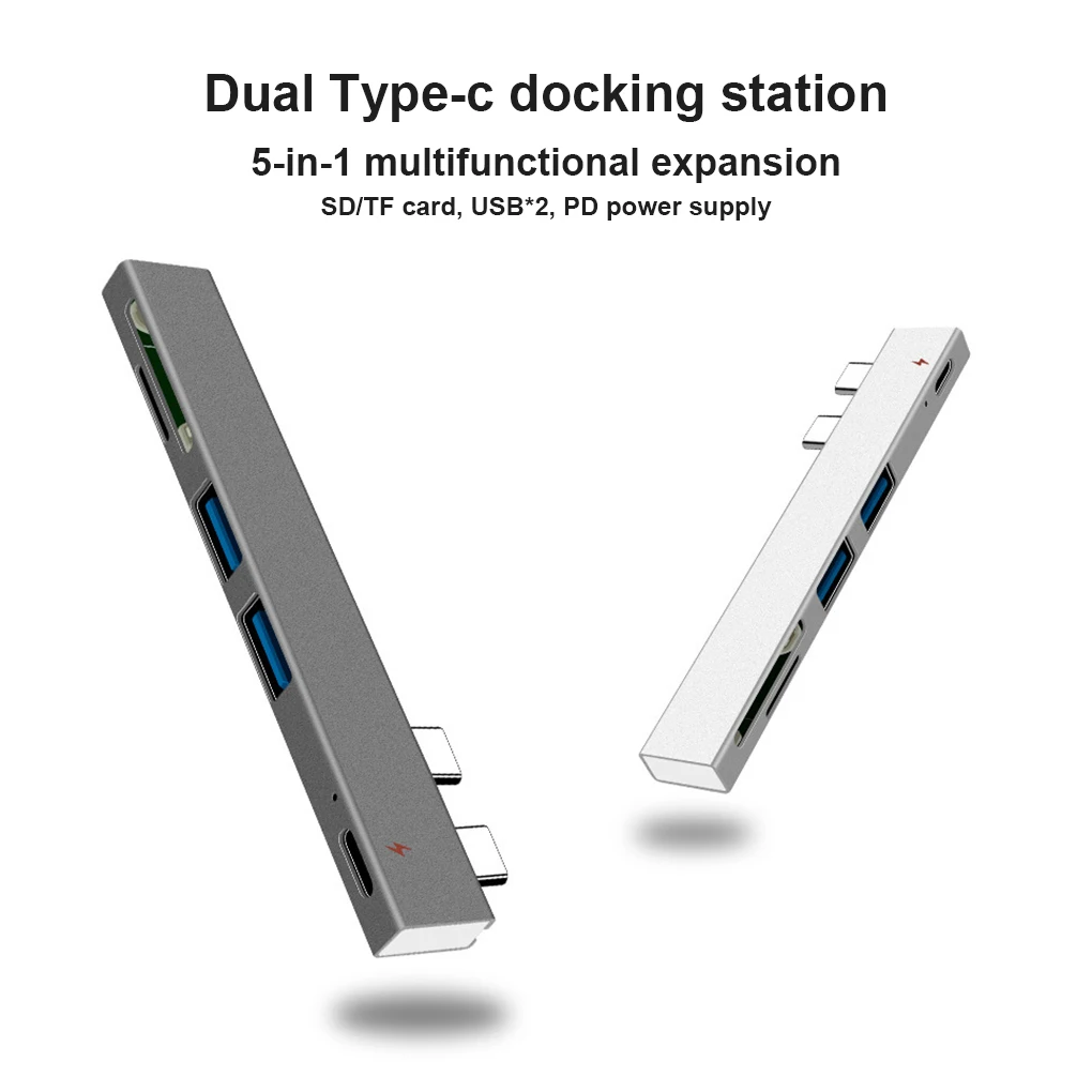 

Type-C Hub TF Card Reader Splitter Adapter Replacement for Macbook Pro Silver 2 USB2.0 Port Card Reader Slots and Type-C Port