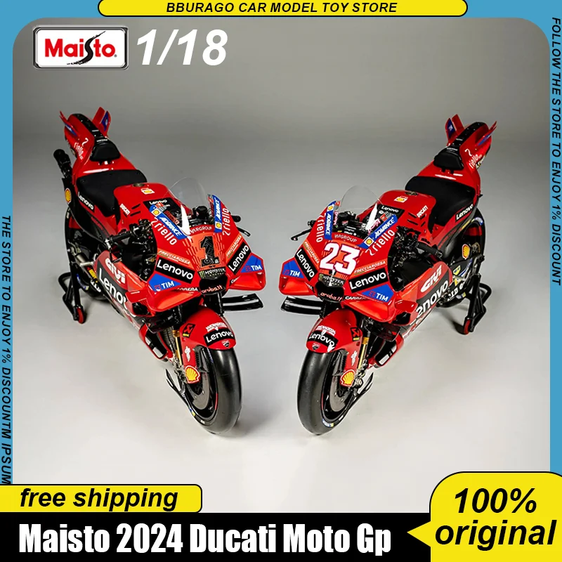 

New Product In Stock Maisto 1:18 Ducati Lenovo Team Moto Gp 2024 #1 #23 Ducati Alloy Miniature Moto Diecast Model Toys Kid Gift