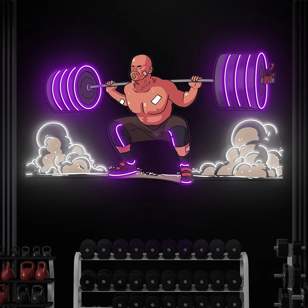 Man Lifting Barbell Neon Bord Gymzaal Muur Decor Led Licht Man Cave Led Custom Neon Bord Voor Fitnessruimte Receptie Ruimtes Decor