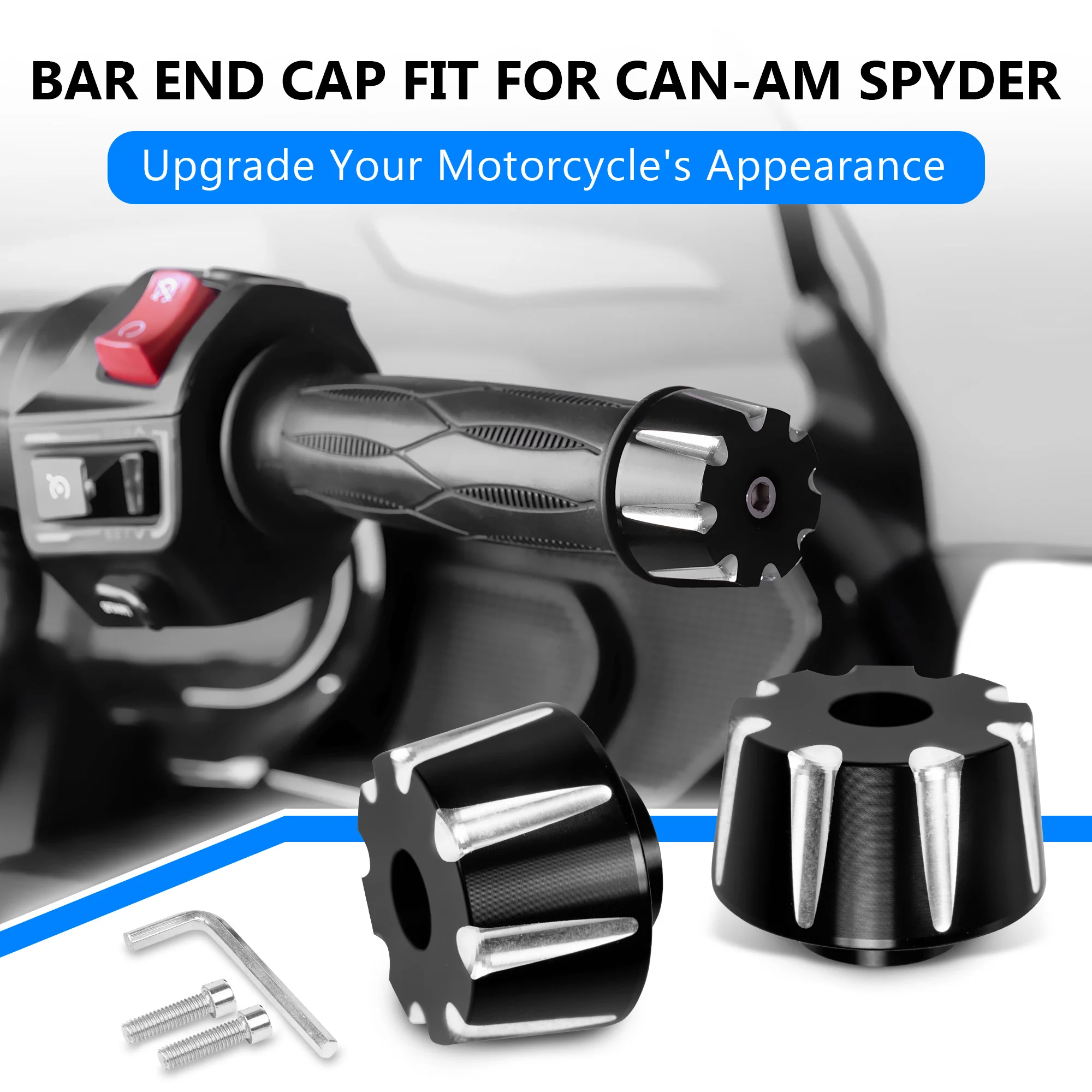 

Aluminum Handlebar Bar End Caps End Weights for Can Am Spyder F3 RT ST 2015-2023,RT-L 2012-2023 Hand Grip ATV Accessories