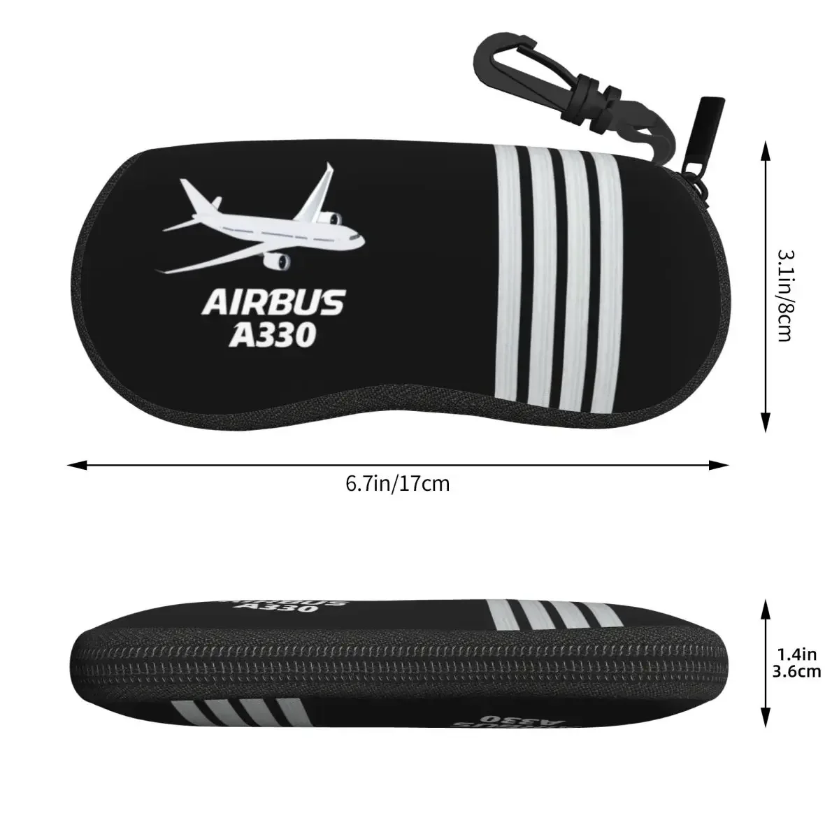 Custom Airbus A330 Captain Stripes Shell Eyeglasses Case Cool Pilot Aviation Aviator Airplane Glasses  Sunglasses Box Pouch