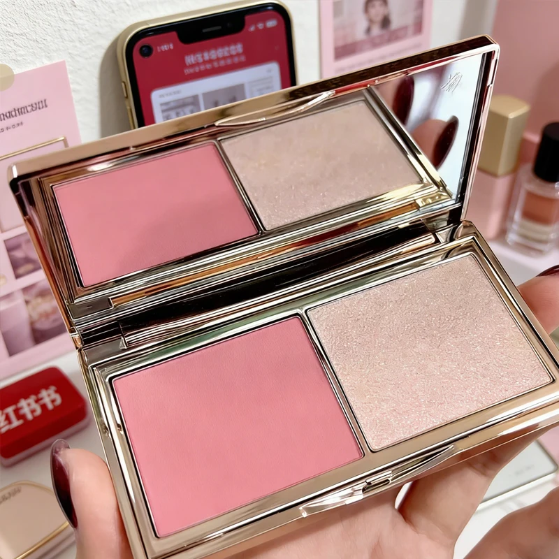 CT Two-tone Blush Smooth Lip Liner Non-transfer Lipstick Lip Balm for Lip Care Moisturizing concealer Setting Powder Compact