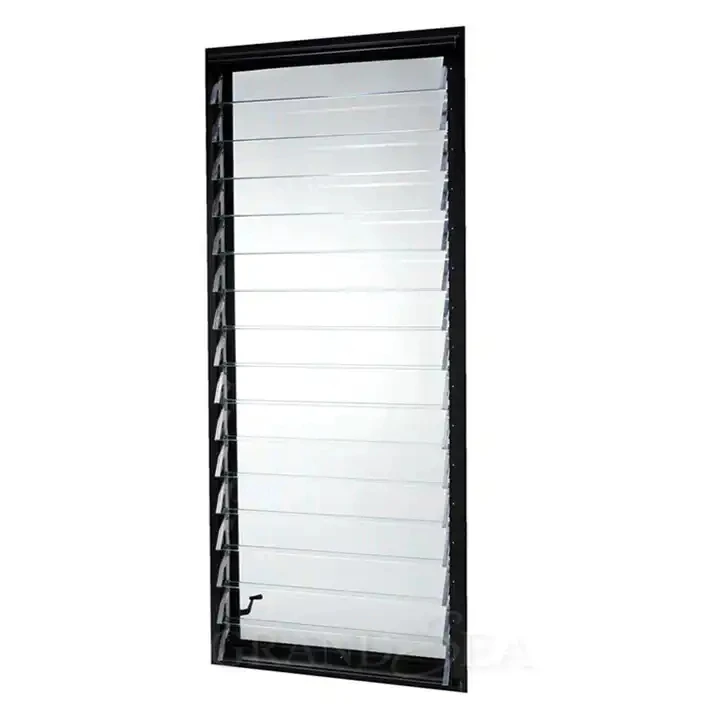 Black aluminum frame glass  thermal break fire rated louver windows