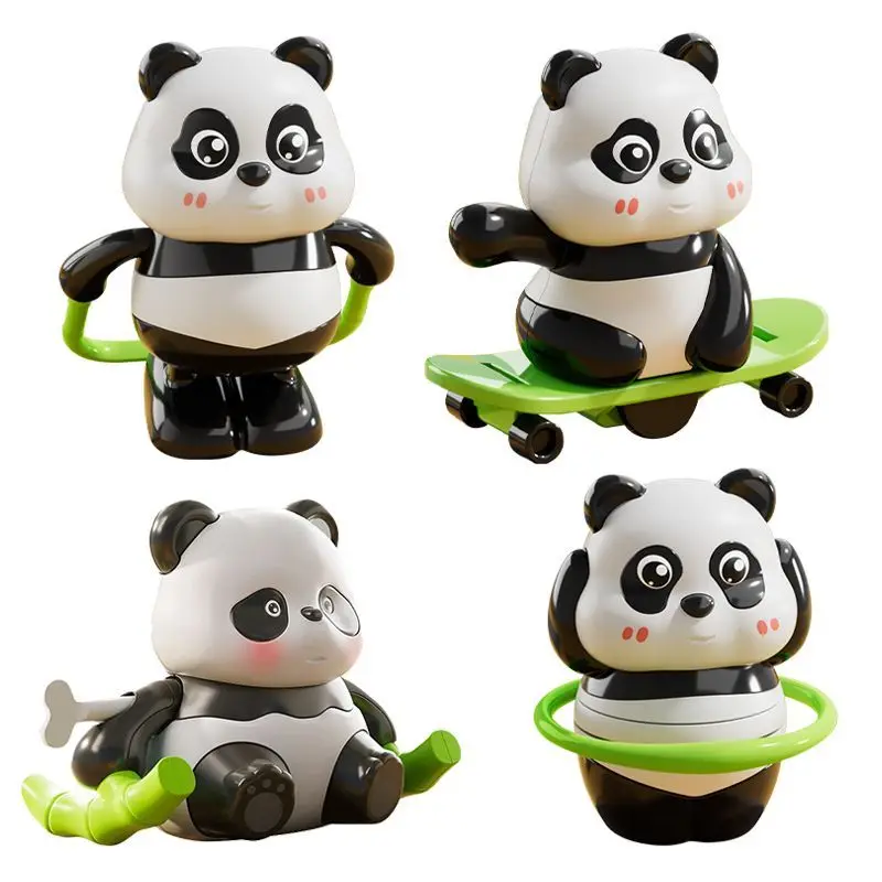 

4pcs New Cartoon Exercise Panda Wind-up Toy Funny Wobbling Kids Toya Desktop Fidget Companion Collectible Toddler Kids Toys Gift