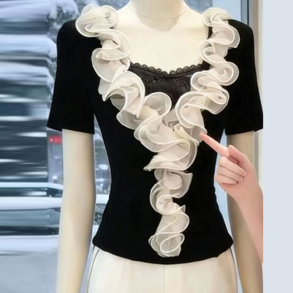 2026 Summer Black Lace High-end Design Sense, Farewell Speech, Fungus Lace Is Beautiful, Super Good-looking Design Niche