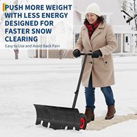 Snow Shovel with Wheels Carbon Steel Adjustable Handle to 5 Positions Folding Metal Snow Blade for Entrances, Sidewalks, Garden