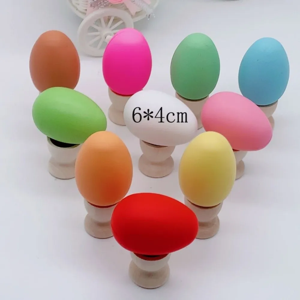 

50Pcs DIY Paintable Easter Eggs Colorful Plastic Lightweight Plastic Fake Egg with Lanyard Simulation Egg