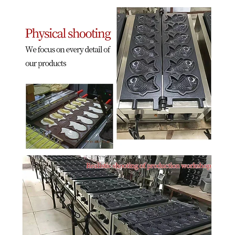 Commercial Gas Small Fish Cake Machine Fish Shaped Bread Baking Double Sided Stove Non Stick Taiyaki Muffin Cake Machine