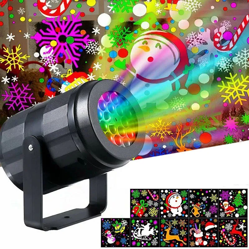 1pc Snowflake Christmas Projector,USB Powered Rotating Christmas Pattern LED Stage Lights,Outdoor Night Lighting Christmas Decor