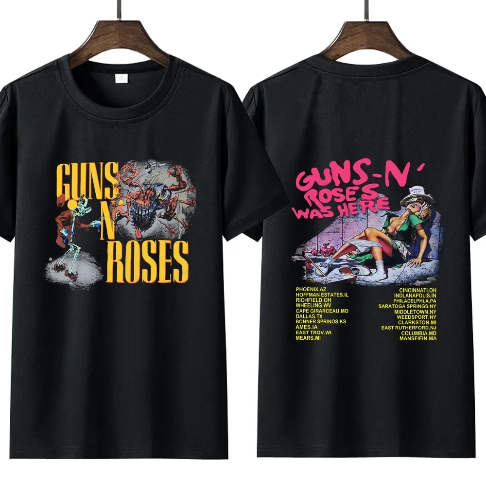 

New Vintage Gun N Rose Rock Band T-Shirt Here 1980 Tour T-Shirt Casual Ladies Y2k Hip Hop Streetwear Short Sleeve T-Shirt Top