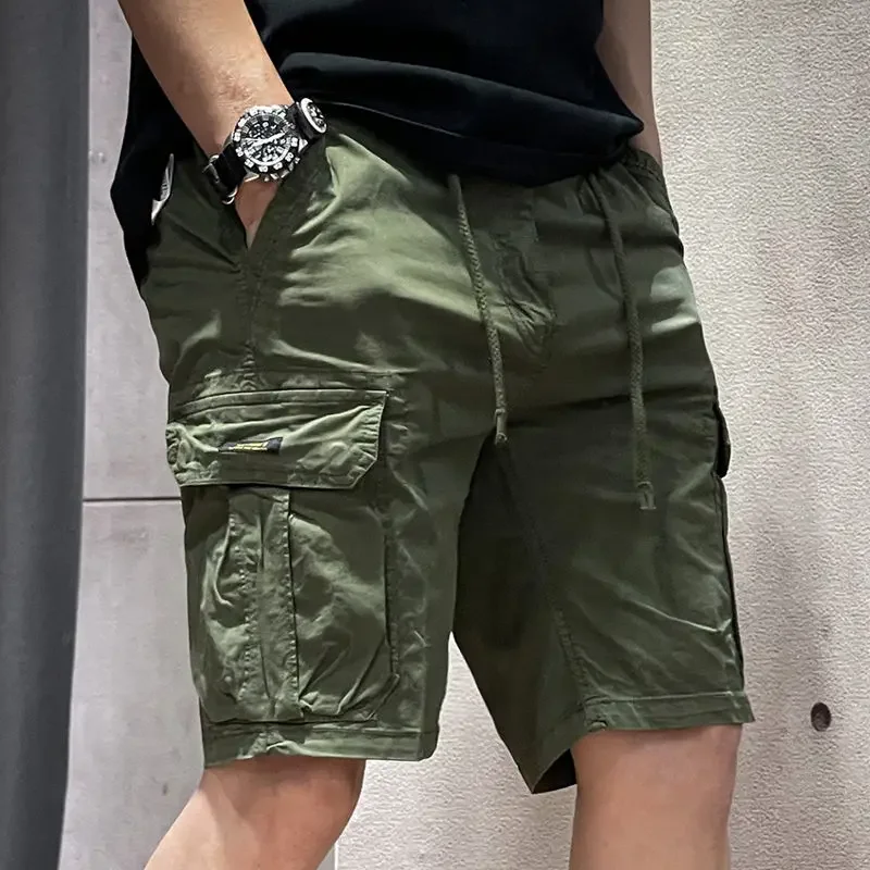 Bermuda da uomo pantaloni corti da combattimento escursionismo pantaloncini Cargo da uomo con cerniera Draw String cotone estivo grande e alto Jorts