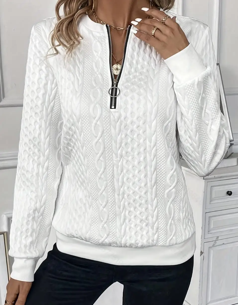 

Cross-Border Women's Sweatshirt Autumn and Winter New Style Zipper Pullover Jacket